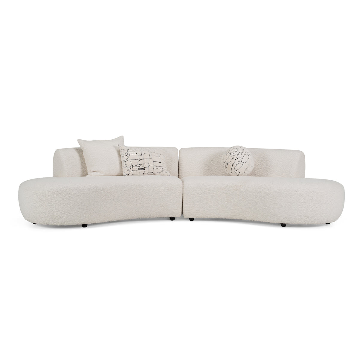 Weldon - Modern Off-White Fabric Curved Sectional Sofa - View Image 1
