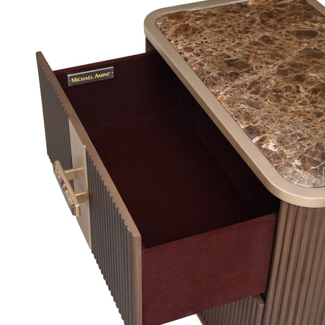 West Kensington 2-Drawer Nightstand – Top Drawer View | Aico by Michael Amini