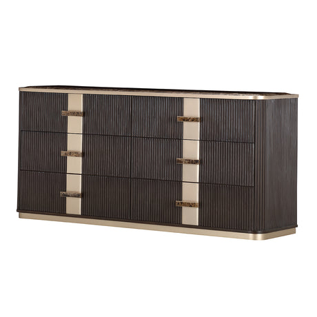 West Kensington Dresser in Espresso – Marble Top Angle View 2 - Aico