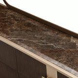 West Kensington Dresser & Mirror Set in Medium Espresso with Emperador Marble Top | AICO by Michael Amini