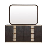 West Kensington Dresser & Mirror Set in Medium Espresso with Emperador Marble Top | AICO by Michael Amini