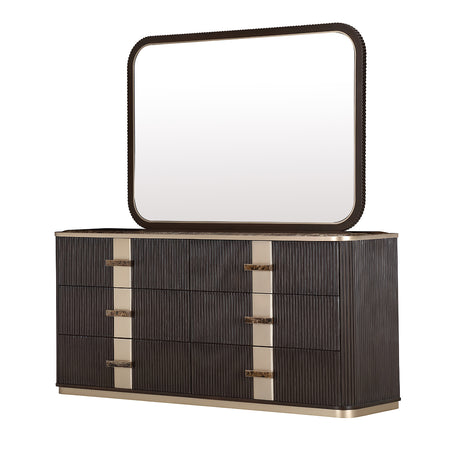 West Kensington Bedroom Set in Espresso with Emperador Marble Top | AICO by Michael Amini