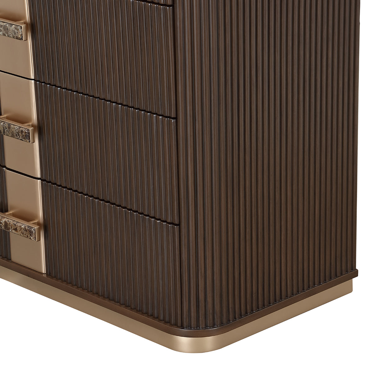 West Kensington Highboy Chest in Medium Espresso with Emperador Marble Top | AICO by Michael Amini