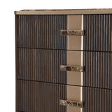 West Kensington Highboy Chest in Medium Espresso with Emperador Marble Top | AICO by Michael Amini