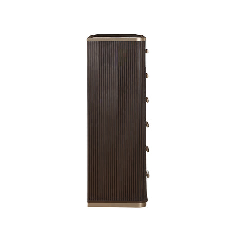 West Kensington Highboy Chest in Medium Espresso with Emperador Marble Top | AICO by Michael Amini