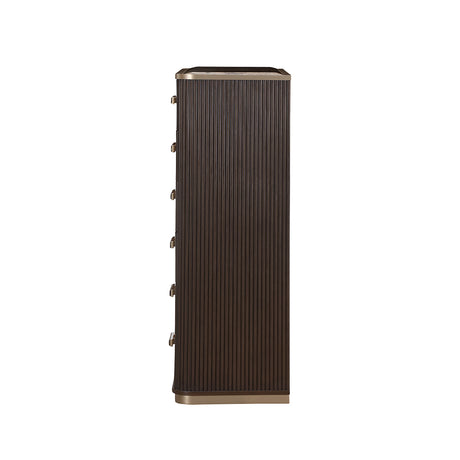 West Kensington Highboy Chest in Medium Espresso with Emperador Marble Top | AICO by Michael Amini