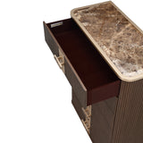 West Kensington Highboy Chest in Medium Espresso with Emperador Marble Top | AICO by Michael Amini
