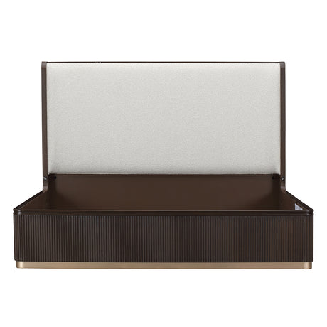 West Kensington Queen Bed in Medium Espresso - Upholstered Headboard | AICO by Michael Amini