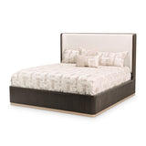 West Kensington Queen Bed in Medium Espresso - Upholstered Headboard | AICO by Michael Amini