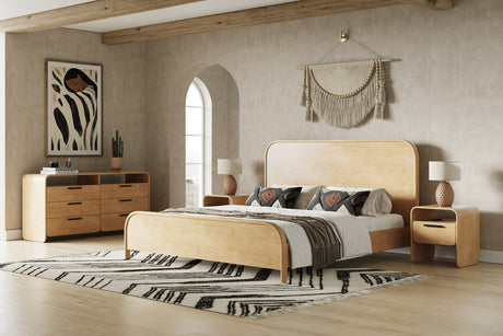 Eastern King Dresden - Modern Natural Acacia 1-Drawer Nightstand Bedroom Set - View Image 1