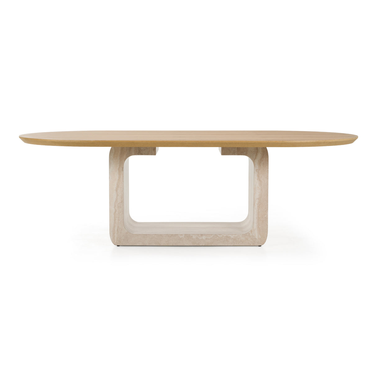 Wolff - Modern White Oak + Faux Travertine Dining Table - View Image 1