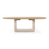 Wolff - Modern White Oak + Faux Travertine Dining Table - View Image 1