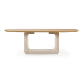 Wolff - Modern White Oak + Faux Travertine Dining Table - View Image 1