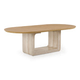 Wolff - Modern White Oak + Faux Travertine Dining Table - View Image 1