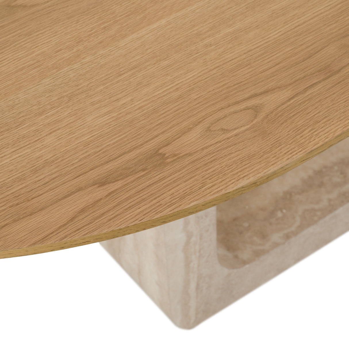 Wolff - Modern White Oak + Faux Travertine Dining Table - View Image 1