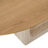 Wolff - Modern White Oak + Faux Travertine Dining Table - View Image 1