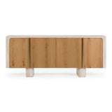 Wolff - Modern White Oak + Faux Travertine Buffet - View Image 1