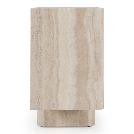 Wolff - Modern White Oak + Faux Travertine Buffet - View Image 1