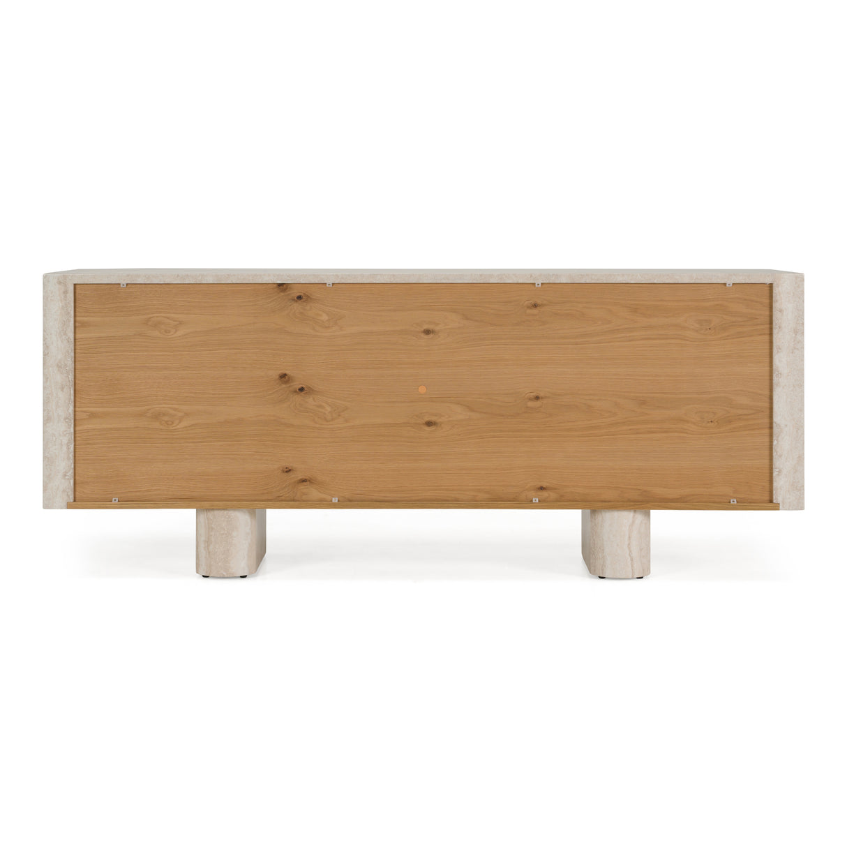 Wolff - Modern White Oak + Faux Travertine Buffet - View Image 1