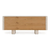 Wolff - Modern White Oak + Faux Travertine Buffet - View Image 1
