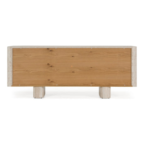 Wolff - Modern White Oak + Faux Travertine Buffet - View Image 1