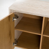 Wolff - Modern White Oak + Faux Travertine Buffet - View Image 1