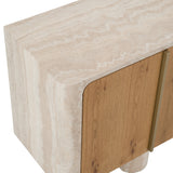 Wolff - Modern White Oak + Faux Travertine Buffet - View Image 1