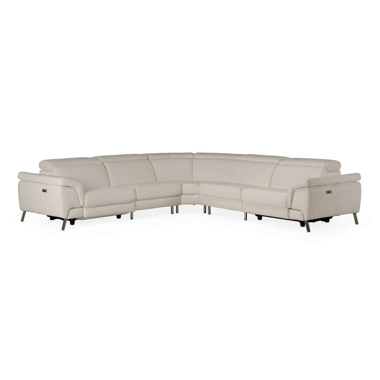 Lamod Italia Wonder - Italian Modern Grey Leather Sectional Sofa with Recliners