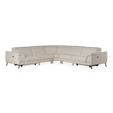 Lamod Italia Wonder - Italian Modern Grey Leather Sectional Sofa with Recliners