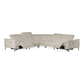 Lamod Italia Wonder - Italian Modern Grey Leather Sectional Sofa with Recliners