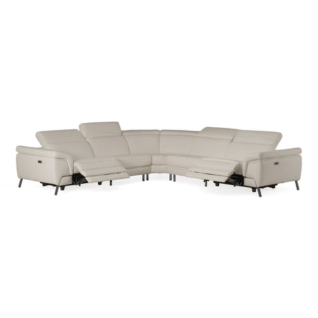 Lamod Italia Wonder - Italian Modern Grey Leather Sectional Sofa with Recliners