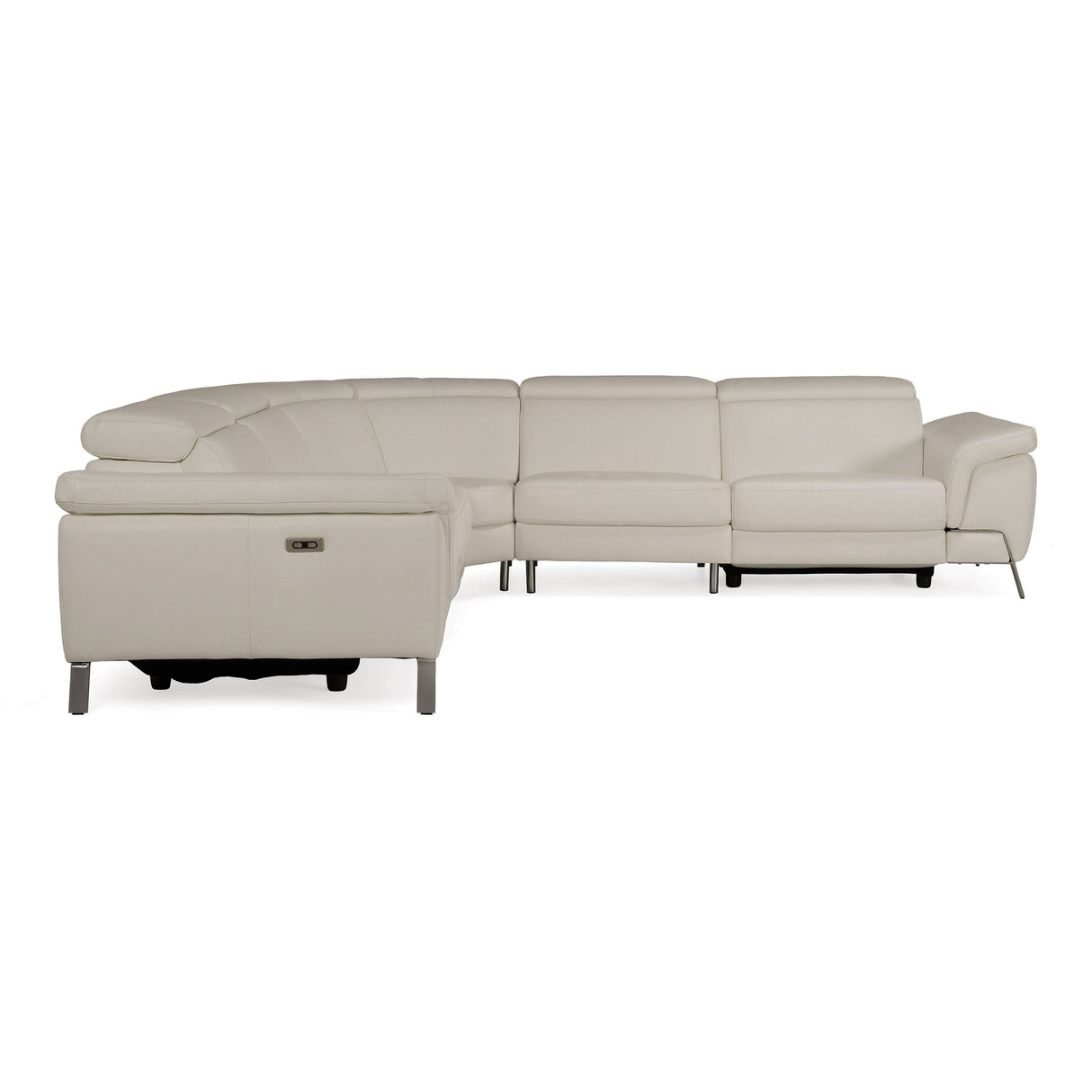 Lamod Italia Wonder - Italian Modern Grey Leather Sectional Sofa with Recliners