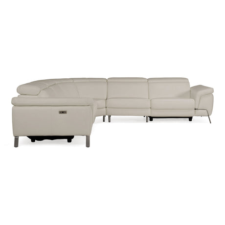 Lamod Italia Wonder - Italian Modern Grey Leather Sectional Sofa with Recliners