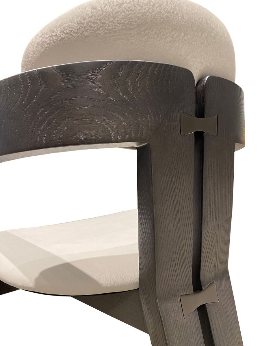 Modrest Thorne Light Grey and Dark Grey Arm Dining Chair