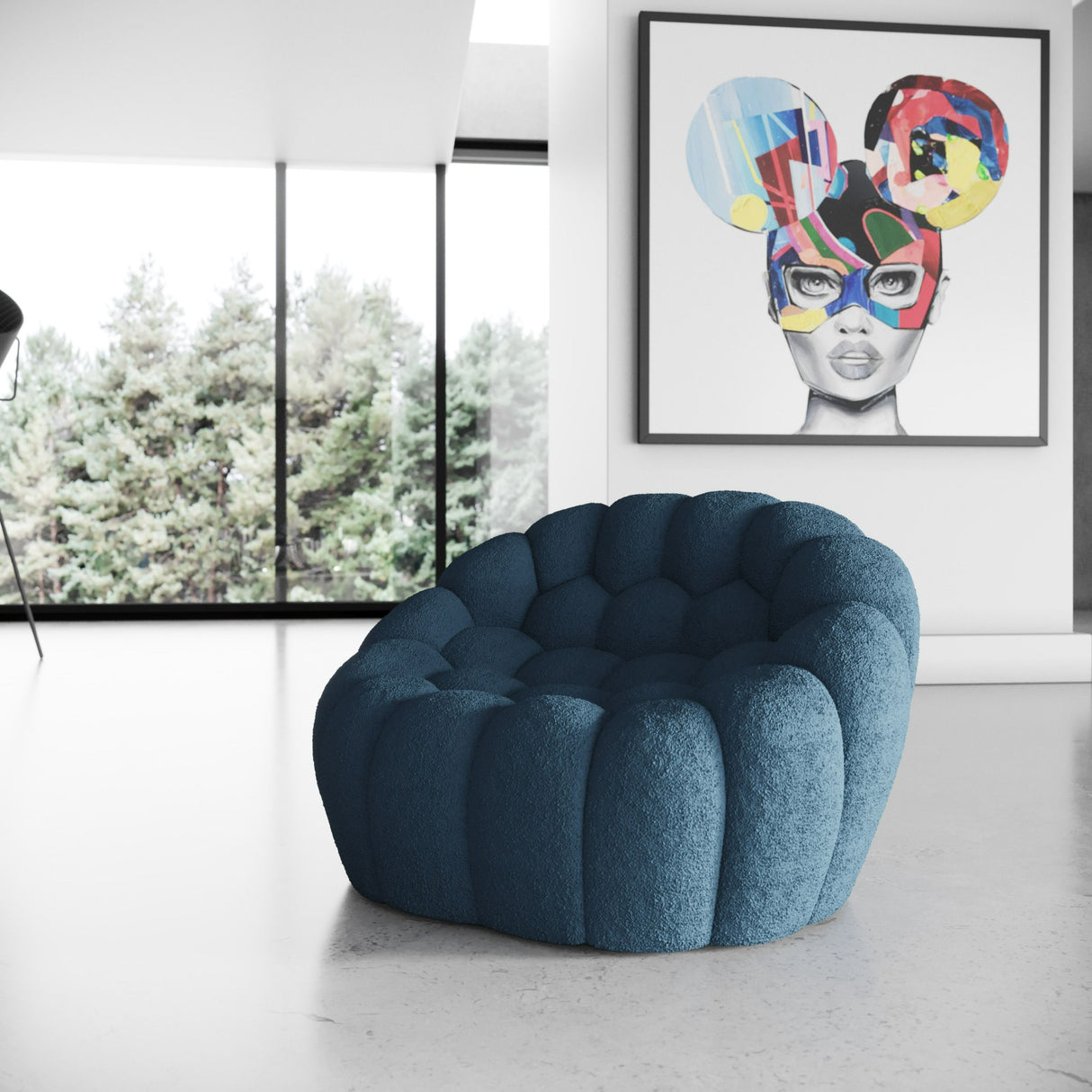 Divani Casa Yolonda - Modern Curved Dark Teal Fabric Chair