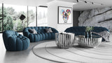 Divani Casa Yolonda - Modern Curved Dark Teal Fabric Sofa Set - Home Elegance USA