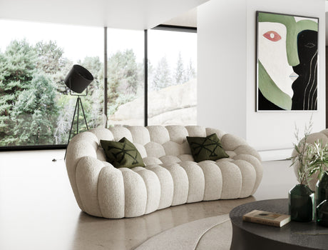 Divani Casa Yolonda - Modern Curved Off-White Fabric Loveseat - Home Elegance USA