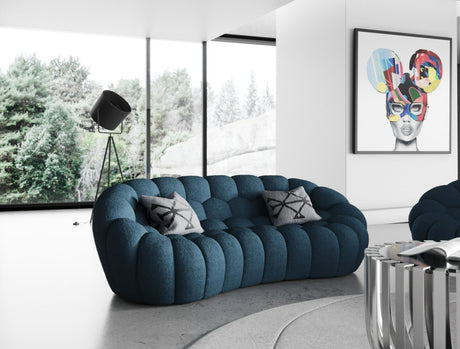 Divani Casa Yolonda - Modern Curved Dark Teal Fabric Loveseat - sold by Home Elegance USA