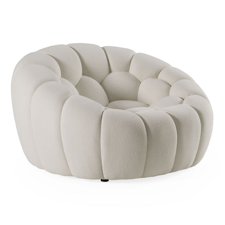 Divani Casa Yolonda - Modern Curved Off-White Fabric Chair