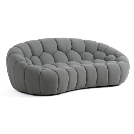 Yolonda - Modern Curved Light Grey Fabric Loveseat - View Image 1