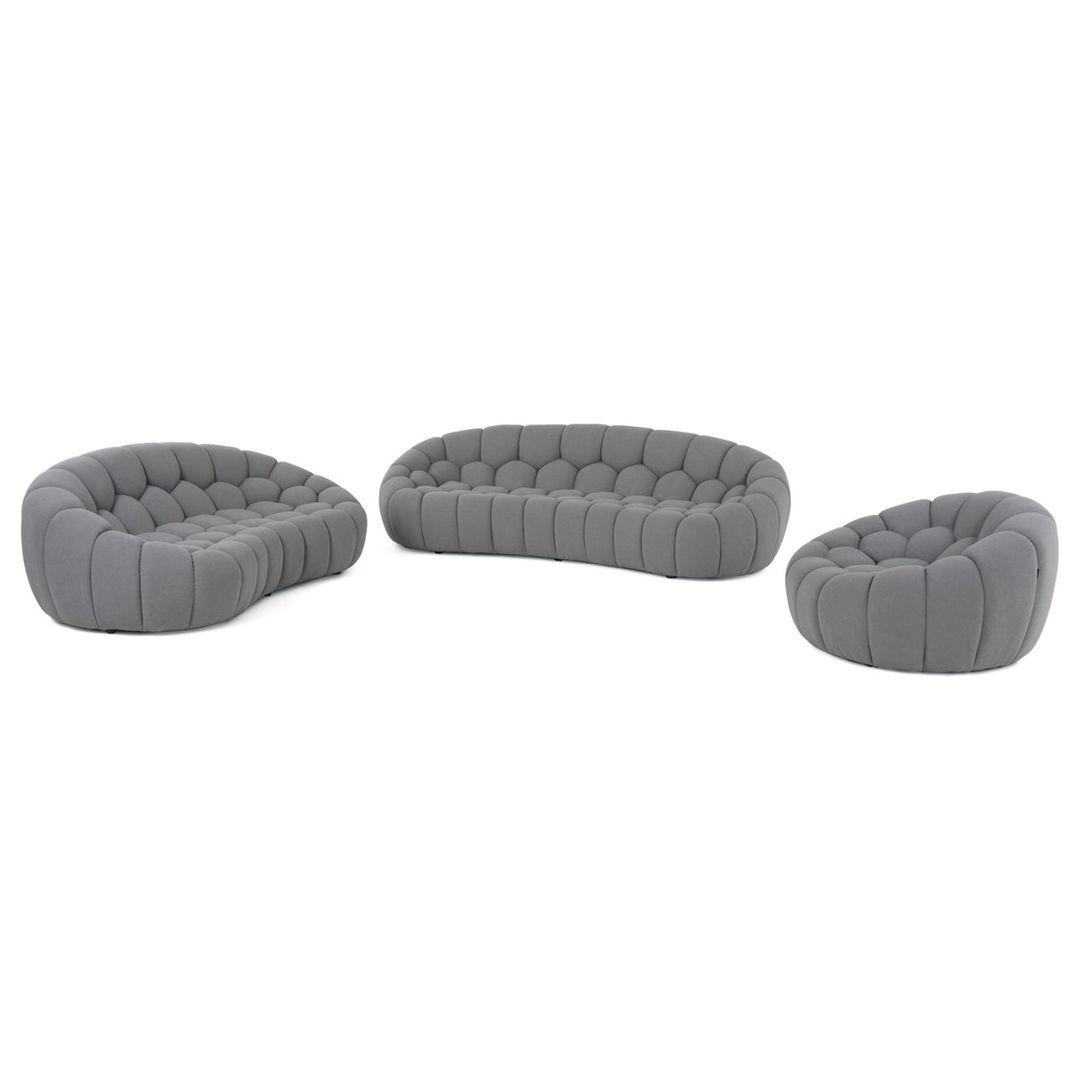 Divani Casa Yolonda - Modern Curved Light Grey Fabric Sofa Set - Home Elegance USA