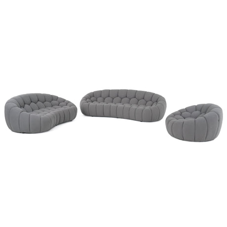 Divani Casa Yolonda - Modern Curved Light Grey Fabric Sofa Set - sold by Home Elegance USA