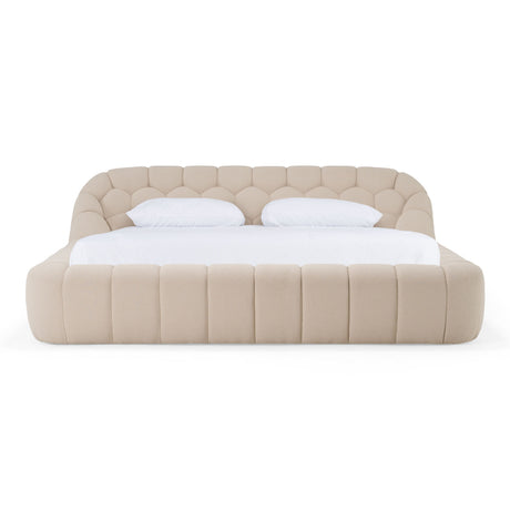 Queen Yolonda - Modern Beige Fabric Bed