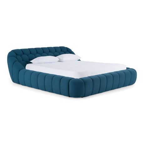 Eastern King Yolonda + Soria - Modern Dark Teal Fabric + Grey Wash 4-Piece Bedroom Set