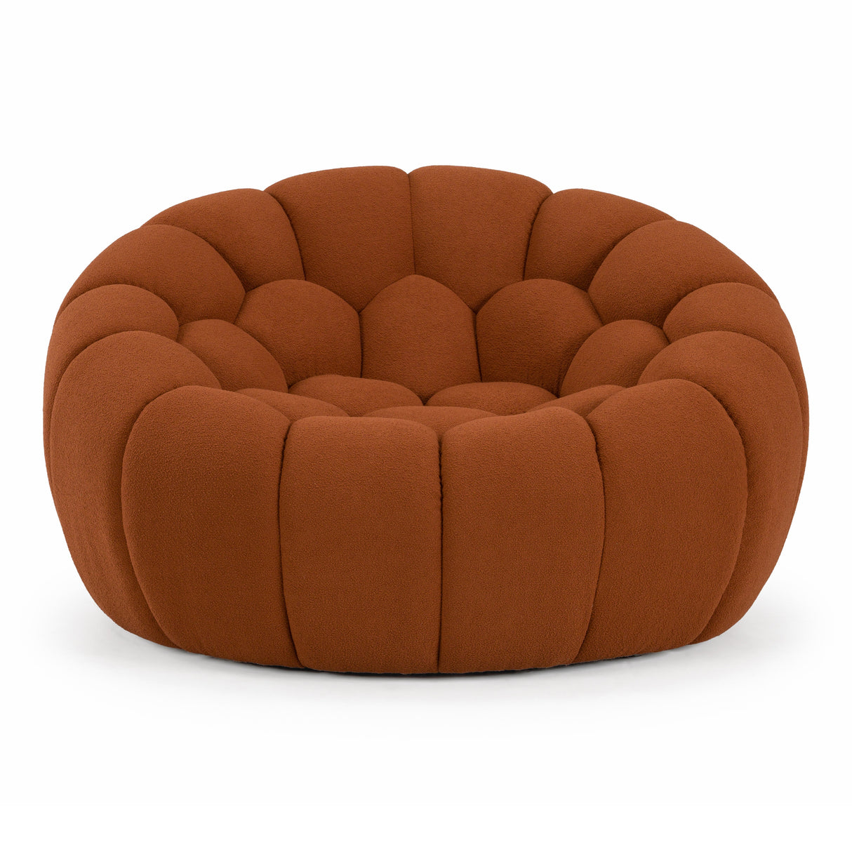 Yolonda - Modern Curved Orange Fabric Chair - View Image 1