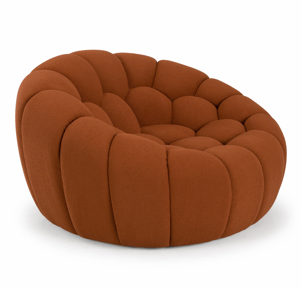 Yolonda - Modern Curved Orange Fabric Chair - View Image 1