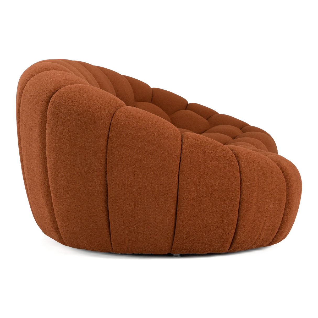 Yolonda - Modern Curved Orange Fabric Loveseat - View Image 1