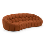 Yolonda - Modern Curved Orange Fabric Sofa - View Image 1