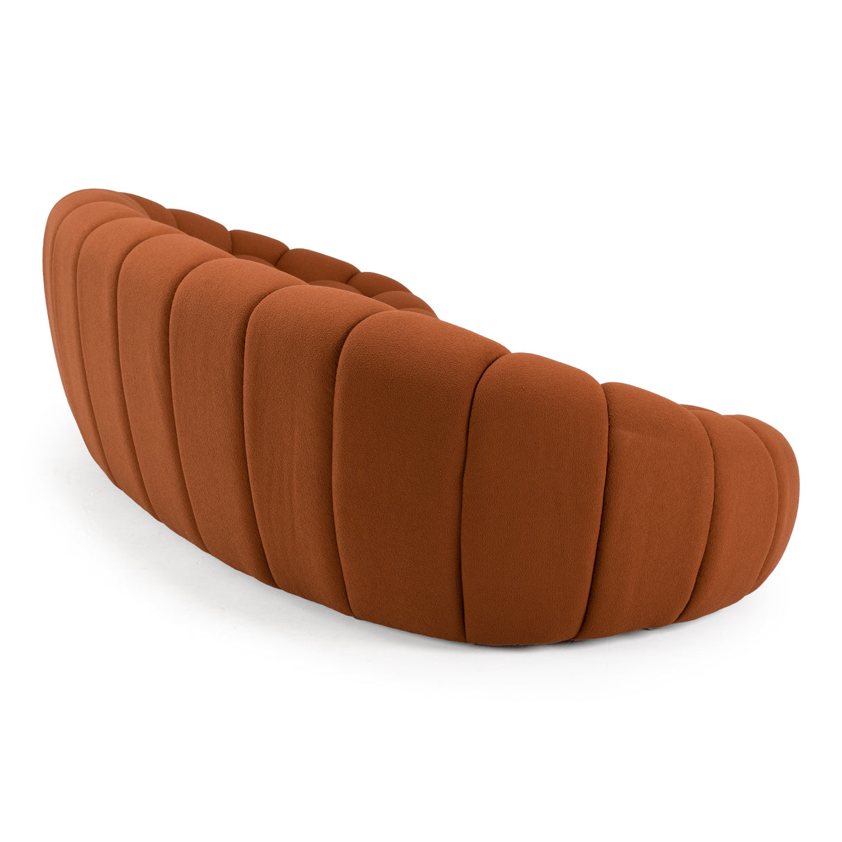 Yolonda - Modern Curved Orange Fabric Sofa - View Image 1