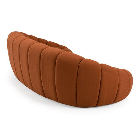 Yolonda - Modern Curved Orange Fabric Sofa - View Image 1